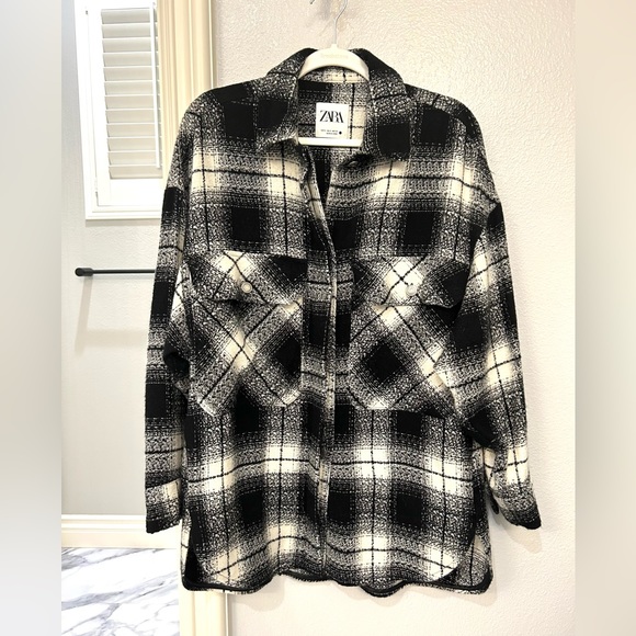 ZARA Black & White Plaid Shirt - Picture 2 of 7